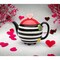 Hand Painted Ceramic Striped Teapot with Hearts,Ceramic Tea Kettle for Tea